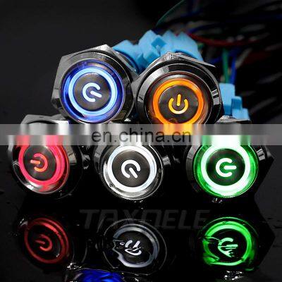 19mm Metal Push Button Switch 12V 24V 110V 220V LED Lamp Illumination power signal lamp Momentary Latching Switch Ring Light