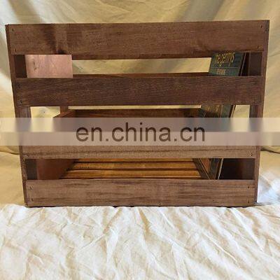 Vintage Record Holder Wood Crate photo-3