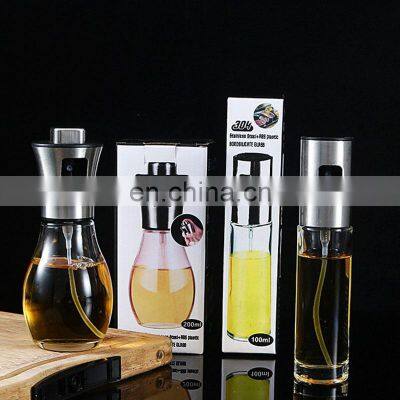 New Arrival Kitchen Olive Glass Stainless Steel 200ml Mist Cooking Oil Sprayer Bottle