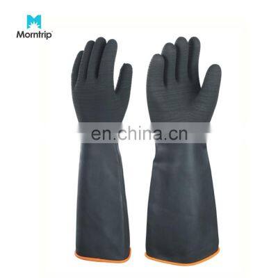 Black Industrial Heavy Duty Chemical Resistant Thick Safety Waterproof Rubber Latex Glove Working Industrial Latex Hand Glove photo-4