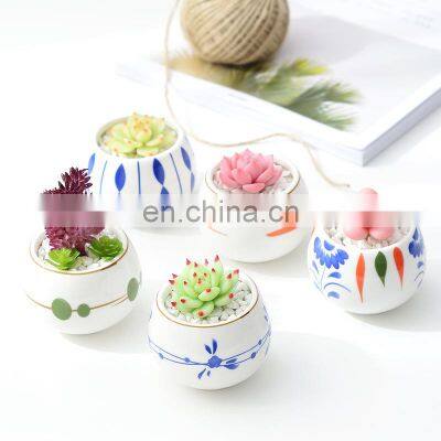 Wholesale White Porcelain Flowerpot Japanese Flower Pot Hand Painted Creative Ceramic Mini Pot