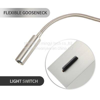 Meanyee Wall Mount Reading Lamp Headboard Bedside Lights With Switch/Flexible Gooseneck/Surface/Brushed Nickel/3000K LED/MY-WN188N photo-3