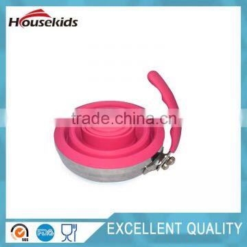 Collapsible Silicone Stainless Steel Water Kettle/Tea Pot for Outdoor Camping and Hiking