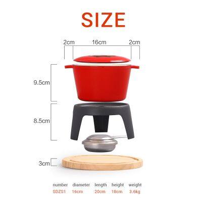 Traditional Fondue Set Enameled Cast Iron Fondue for Traditional Swiss 12 Pcs Fondue Pot for Meat, Chocolate & Cheese photo-2