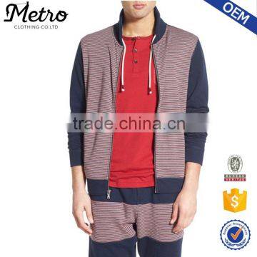 Custom Stripe Front Zip Sweat Jackets For Mens