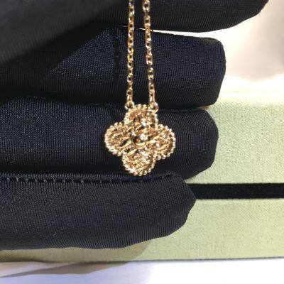 VCA 18K Gold Lava Four-Leaf Clover Necklace photo-3