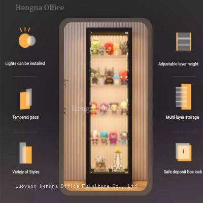Modern Aesthetic Glass Storage Cabinet With Sensor Breathing Light, Slim Design Curio Case With Anti-tip Kit& Round Corner for Kids Safety photo-5