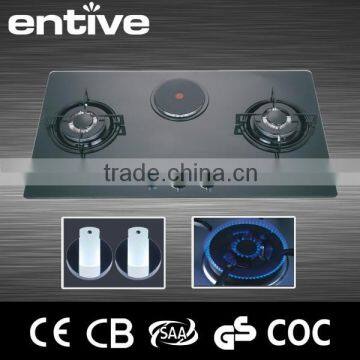 3 burner gas stove with hot plate