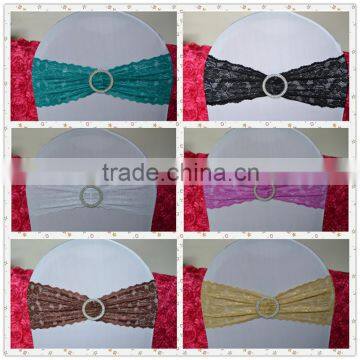 Fashion lace chair sash with round buckle for wedding