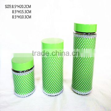 3pcs cloth wrapping glass canister