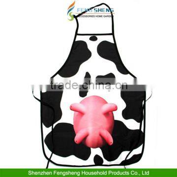 Cow Print Fabric Novelty Barbecue Grill Chef Novelty Grilling Bib Apron