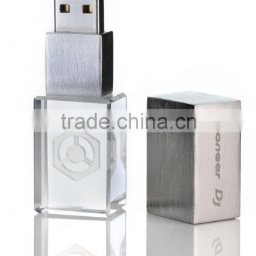 Crystal USB Flash Drive 3D Engrave Pendrive with Logo