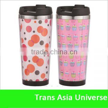 double wall plastic advertising custom printed coffee mugs 450ml