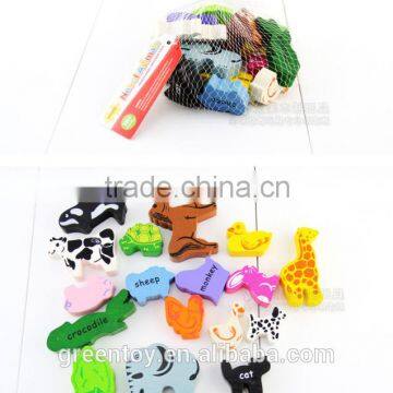 wooden educational toy animal blocks