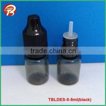 5ml transparent black plastic dropper bottle with childproof tamper proof cap