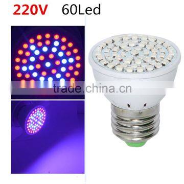 60 LEDs Grow Light E27 Led Grow Lamp AC 220V 5W Full Spectrum Indoor Plant Lamp For Plants Vegs Hydroponic System Plant Light