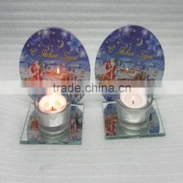 decal glass candle holder for christmas decoration and gifts