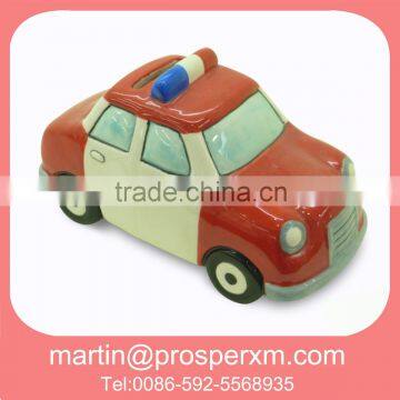 Ceramic coin bank police car shape