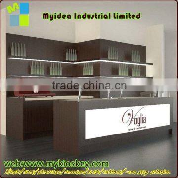 Myidea new Nice wooden bar counter design with led light for sale.