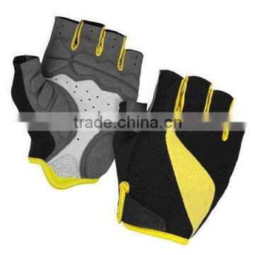 2015 RACING ROAD PRO CYCLE GLOVES GENUINE LEATHER MATERIAL BLK & YELLOW COLOR