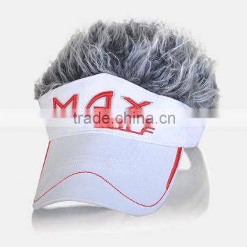 China Guangzhou Red and White Visor Cap With Fake Hair photo-3