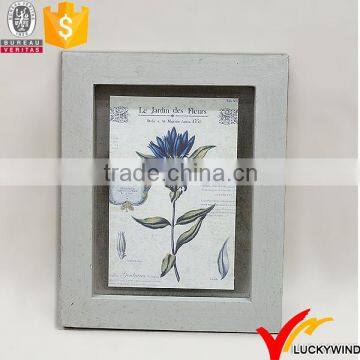 Gray French Antique FSC Wood Flower Picture Frame