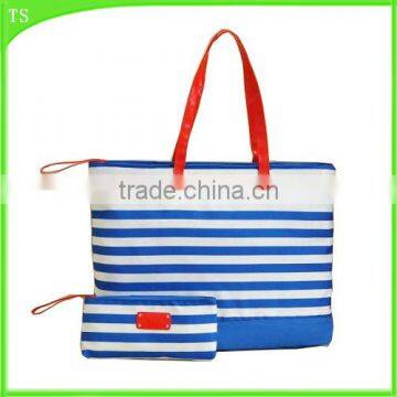 2016 New designer big size high quality canvas navy blue stripes shoulder bags                        
                                                Quality Choice