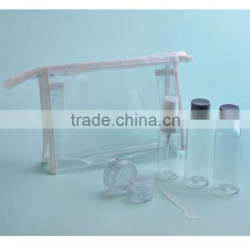 travel bottles set in clear PVC pouch