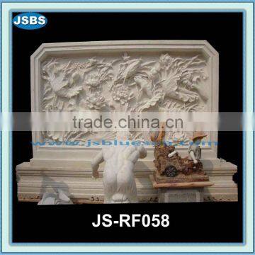 white stone wall decoration lotus flower relief