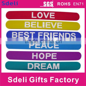 custom silicone rubber snap wrist band slap ruler for schools event