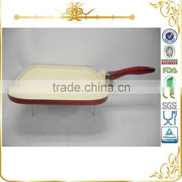 26cm Aluminum cream color ceramic square pan with metallic coating MSF-6682-6