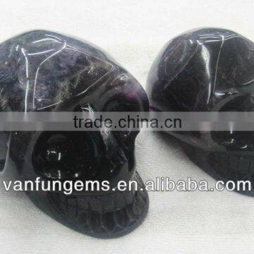 Big size Natural Purple Fluorite Gemstone Skull