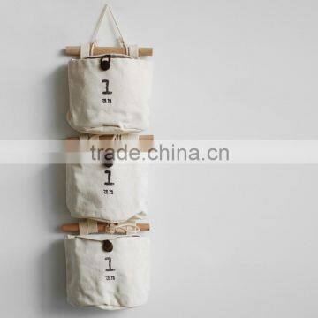 natural color cotton linen screen printing hanging bag,wall pocket