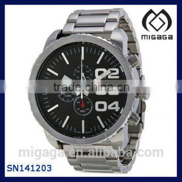 Fashion Black dial nice design customer Large Round Chronograph Mens Watch