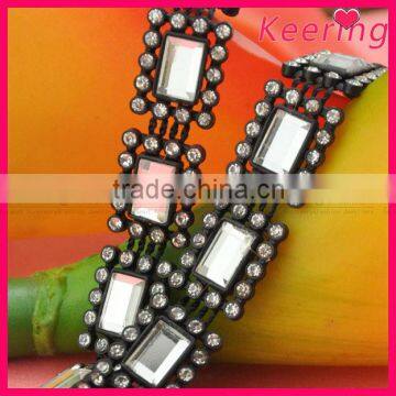 wholesale fashion black cup trim glass crystal rhinestone chain WRC-189