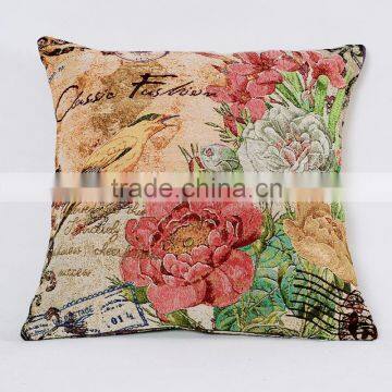 Colorful Flower Embroidered And Printed Decorative Sofa Cushion