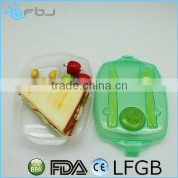 ~ 3-compartment Microwave Safe plastic lunch box with locks and compartments China Factory