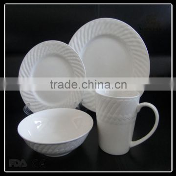 20pcs embossed porcelain dinner set