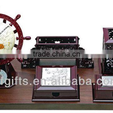 100pcs Wood Globe & Name Card & Pen Holder Office Stationary Desktop-8