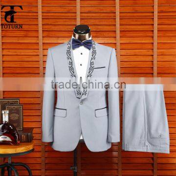 2016 Hot Selling British Style Oem Manufacturer Formal Wear Gem Embroidery Design Pant Coat Design Men Wedding Suits Man photo-3