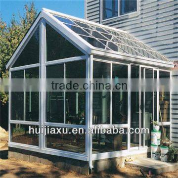 aluminum glass winter house,sound insulation aluminium triangle glass sunroom