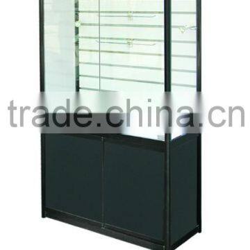 Classic black wooden and glass display cabinet for commercial