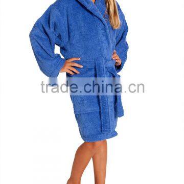 Wholesale Warm Winter Kids Colored Hooded Terry Bathrobe photo-2