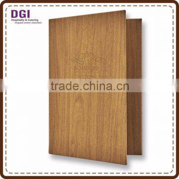 A4 Paper Accessories Amenities Hotel Used Wooden Menu Holder Leather Book
