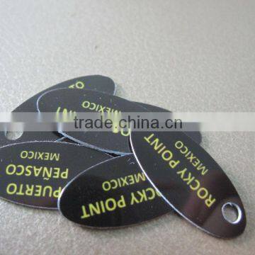 custom gloss black oval plastic name tag (M-PT294)