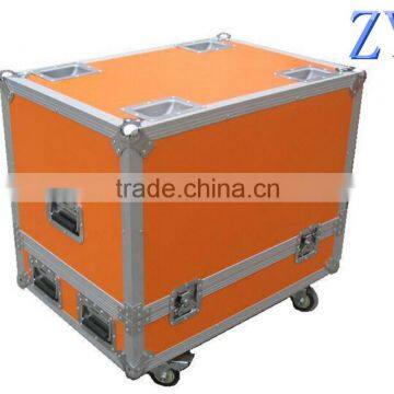 bright orange color four wheeled aluminum hairdresser trolley case