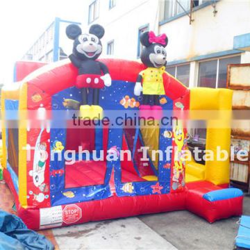 2016 inflatable mickey mouse theme air inflatable jumping combo with slide