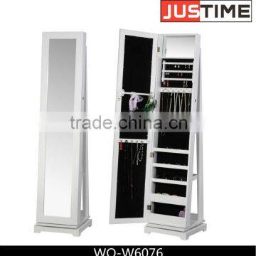 rotating wooden jewelry cabinet, dressing mirror with cabinet