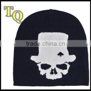 flat embroidery black hip-hop knitted beanie hat