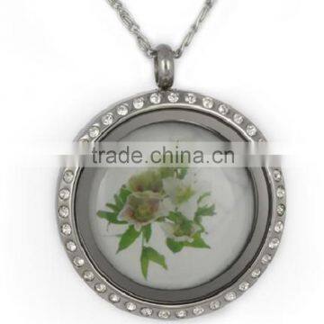 Stainless Steel Wholesale Glass Lockets, Floating Charms Glass Photo Locket Jewelry